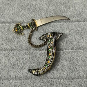 Vintage Damascene Curved Sword with Removable Sheath Scimitar Dagger Spain